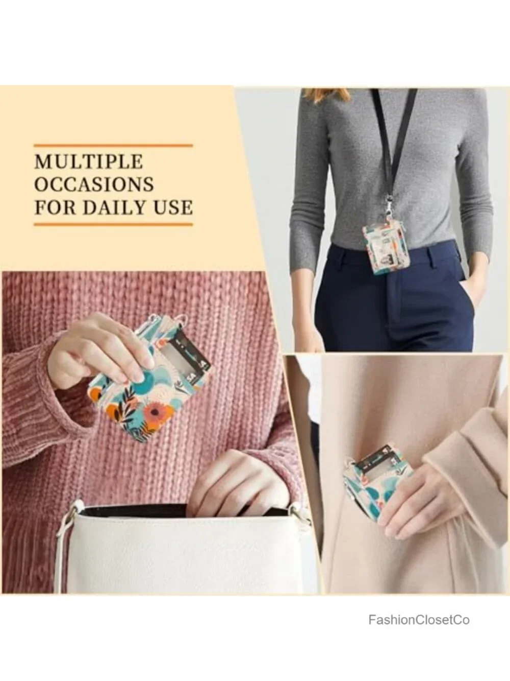 PU Leather Slim Wallet with RFID Blocking Floral Card Holder Mini Zipper Coin